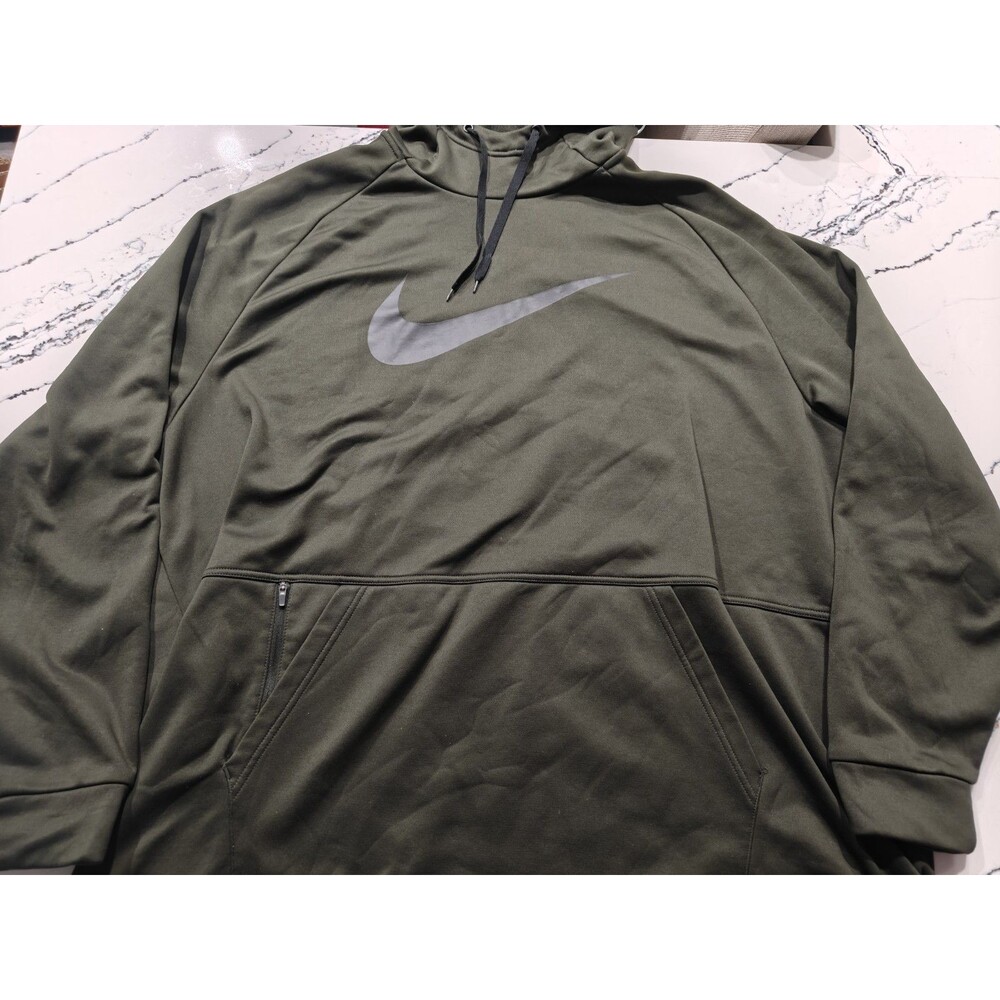 Nike Hoodie Sweatshirt Mens 4XL Olive Dri-FIT Fleece Swoosh CU6238-355